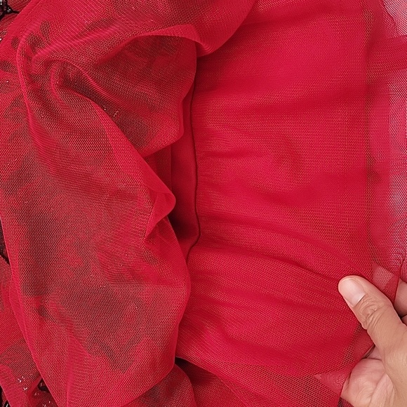 KNITSWORKS Red and Black Floral Sleeveless Dress. Size 7. Special Occasion. - Picture 11 of 15